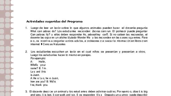 Actividades sugeridas Unidad 1 Actividades sugeridas Unidad 1
