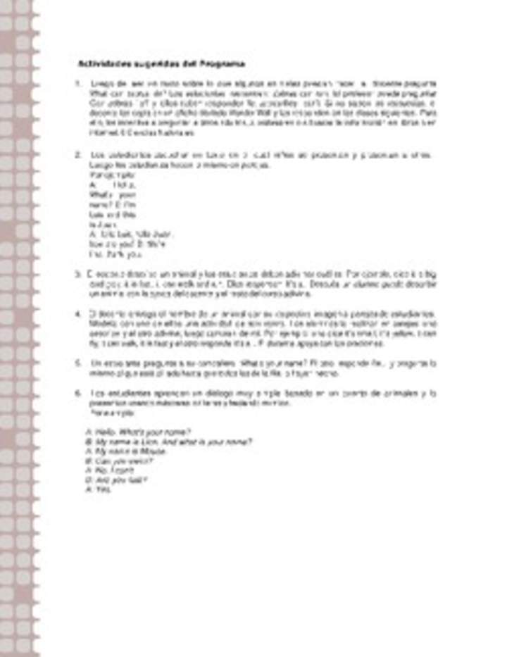 Actividades sugeridas Unidad 1 Actividades sugeridas Unidad 1