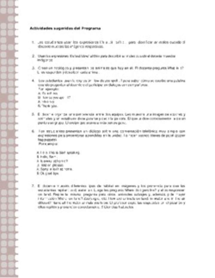 Actividades sugeridas Unidad 1 Actividades sugeridas Unidad 1