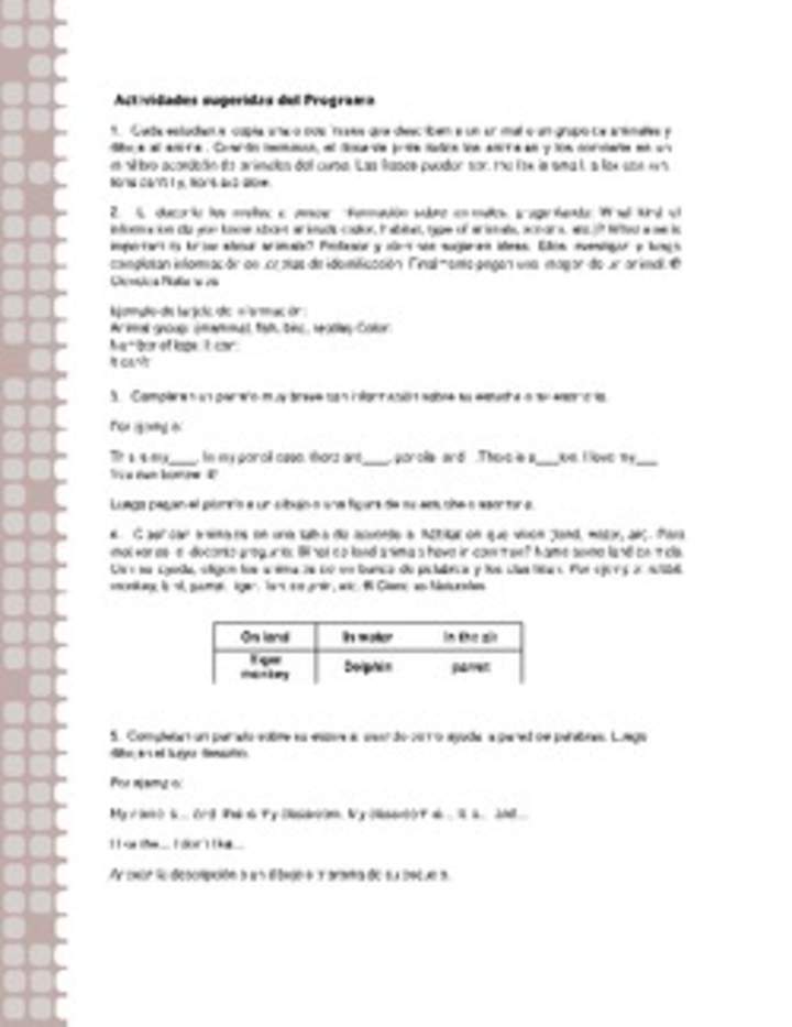 Actividades sugeridas Unidad 1 Actividades sugeridas Unidad 1