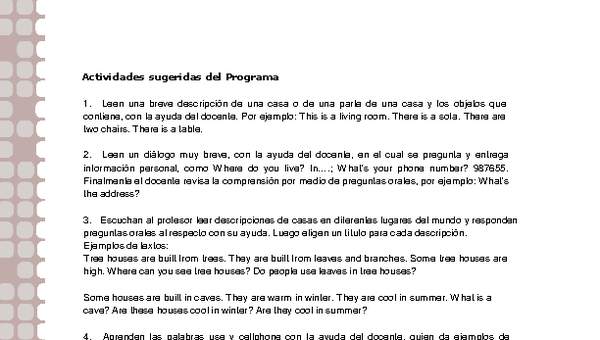 Actividades sugeridas Unidad 2 Actividades sugeridas Unidad 2