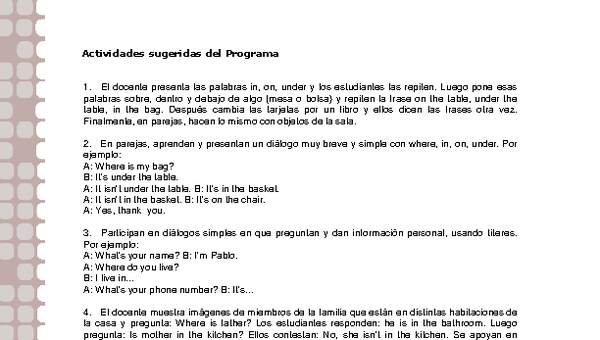 Actividades sugeridas Unidad 2 Actividades sugeridas Unidad 2
