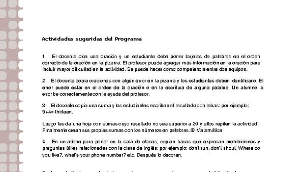Actividades sugeridas Unidad 2 Actividades sugeridas Unidad 2