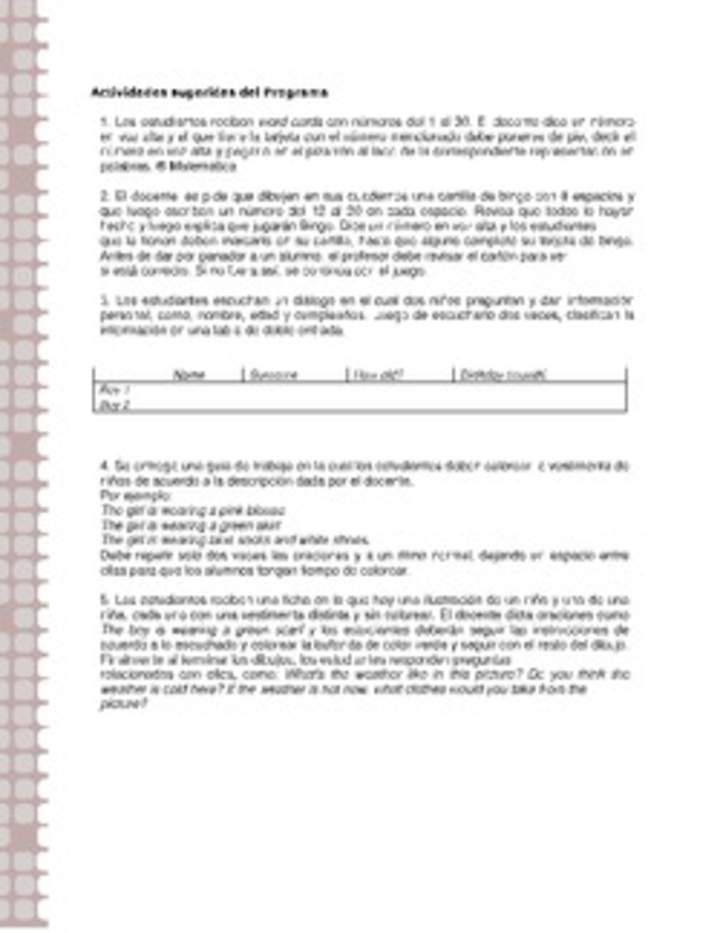 Actividades sugeridas Unidad 1 Actividades sugeridas Unidad 1