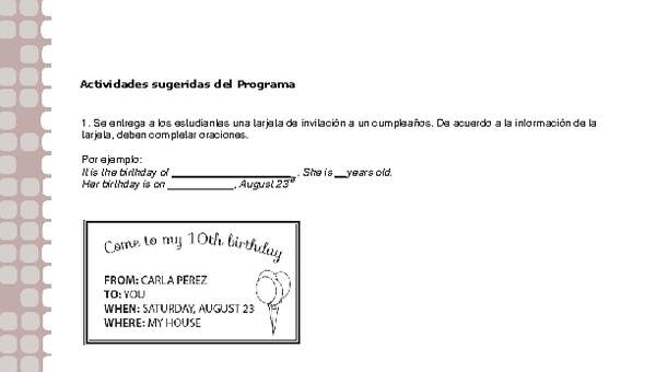 Actividades sugeridas Unidad 1 Actividades sugeridas Unidad 1