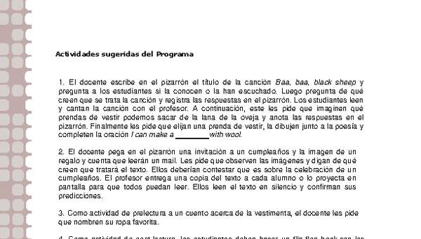 Actividades sugeridas Unidad 1 Actividades sugeridas Unidad 1