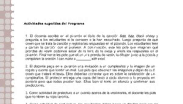 Actividades sugeridas Unidad 1 Actividades sugeridas Unidad 1