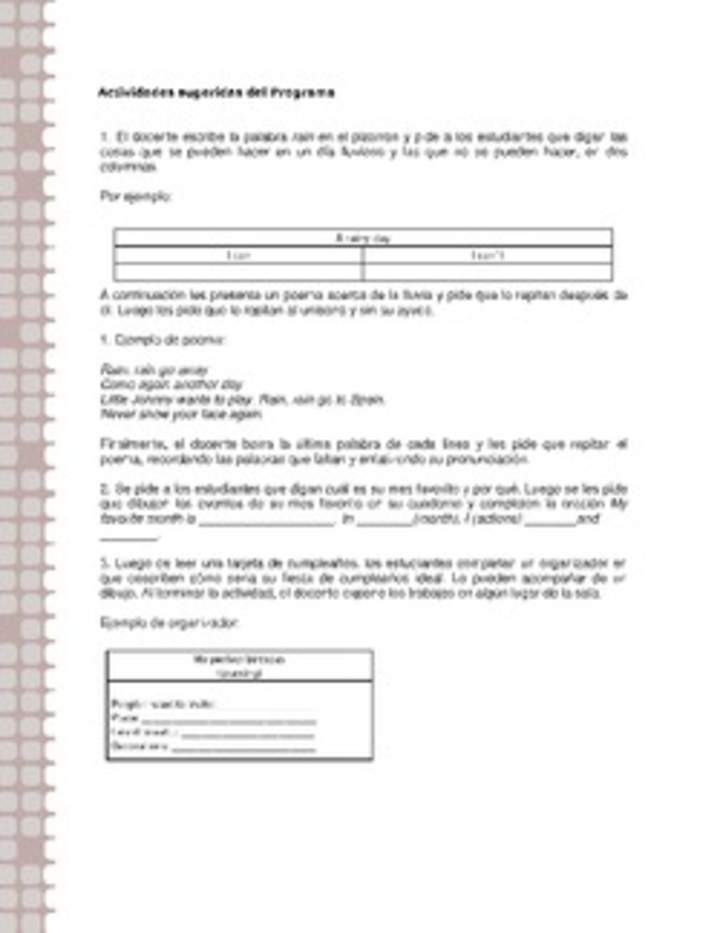 Actividades sugeridas Unidad 1 Actividades sugeridas Unidad 1