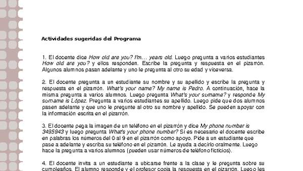 Actividades sugeridas Unidad 1 Actividades sugeridas Unidad 1