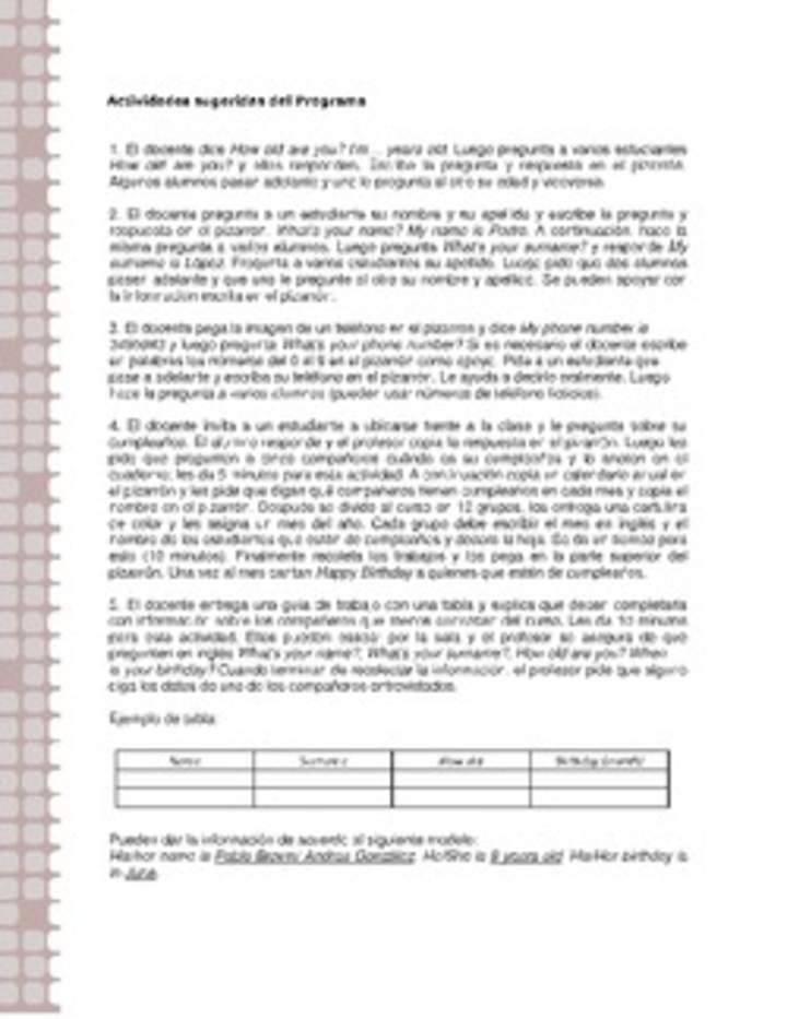 Actividades sugeridas Unidad 1 Actividades sugeridas Unidad 1