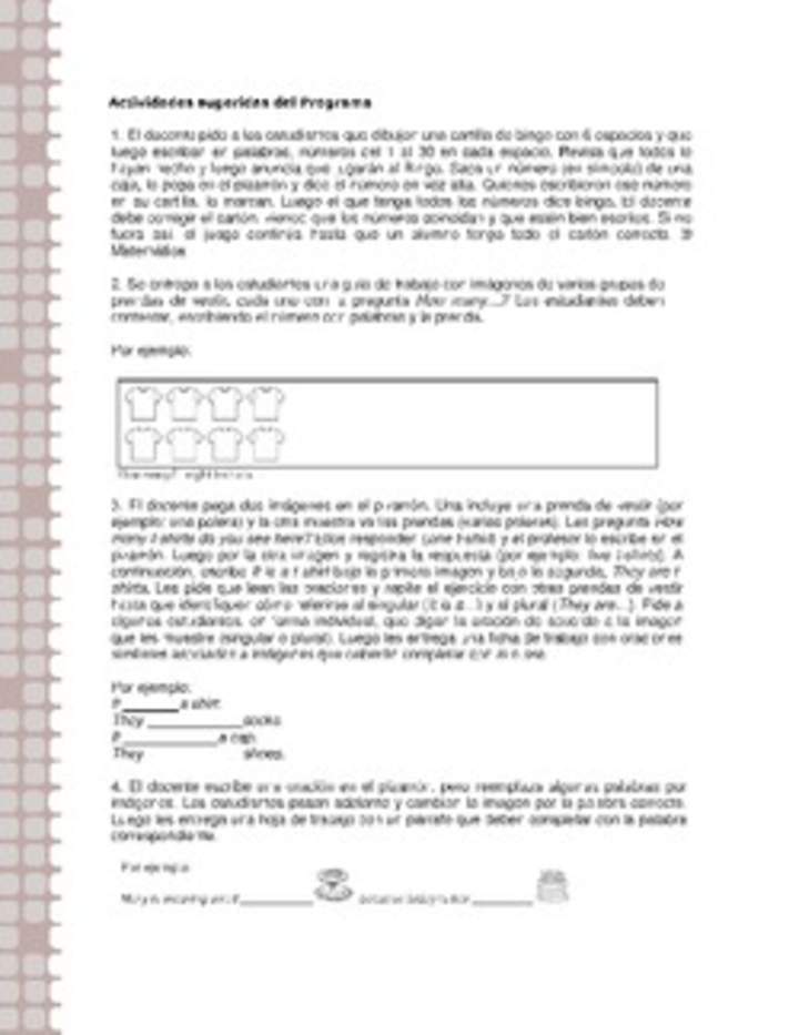 Actividades sugeridas Unidad 1 Actividades sugeridas Unidad 1