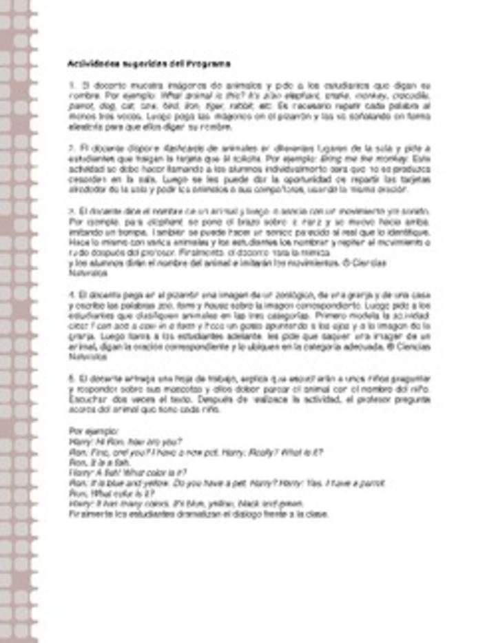 Actividades sugeridas Unidad 2 Actividades sugeridas Unidad 2