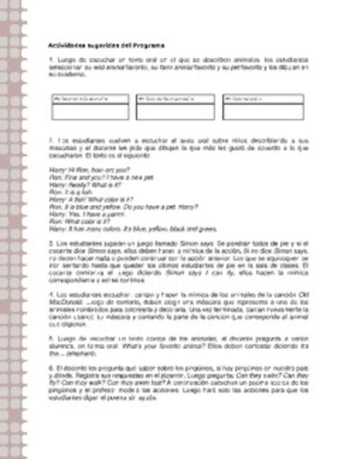 Actividades sugeridas Unidad 2 Actividades sugeridas Unidad 2