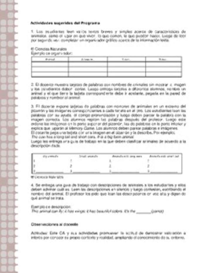 Actividades sugeridas Unidad 2 Actividades sugeridas Unidad 2