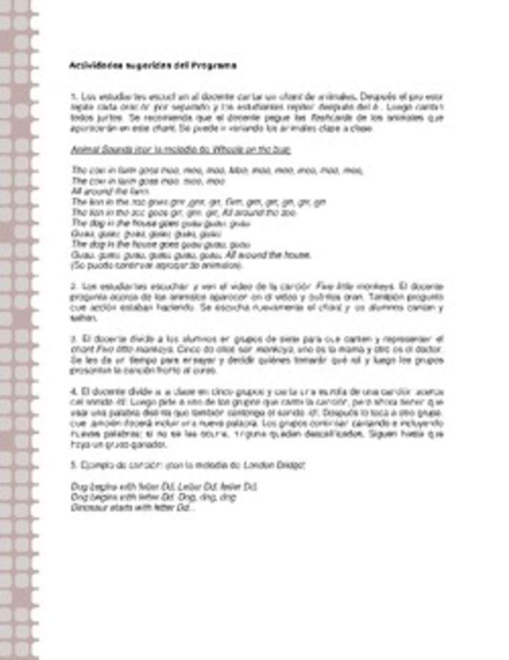 Actividades sugeridas Unidad 2 Actividades sugeridas Unidad 2