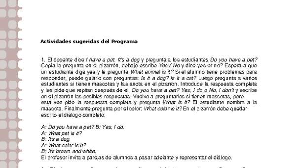 Actividades sugeridas Unidad 2 Actividades sugeridas Unidad 2