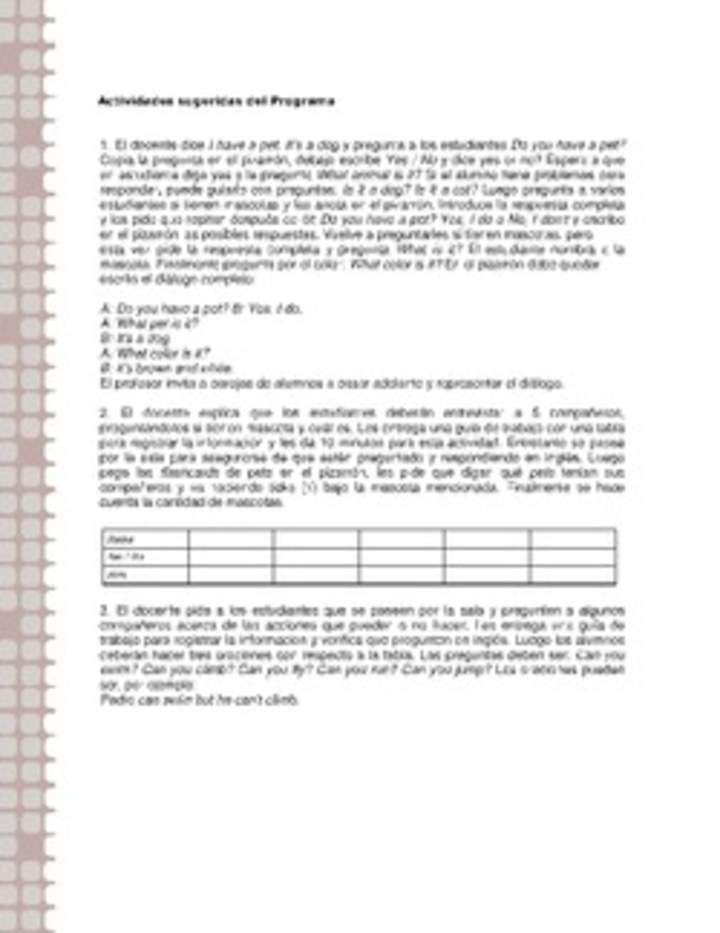 Actividades sugeridas Unidad 2 Actividades sugeridas Unidad 2