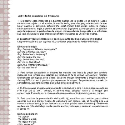 Actividades sugeridas Unidad 2 Actividades sugeridas Unidad 2