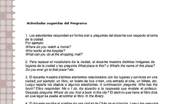 Actividades sugeridas Unidad 2 Actividades sugeridas Unidad 2