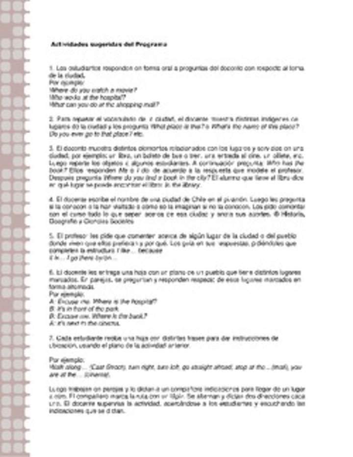 Actividades sugeridas Unidad 2 Actividades sugeridas Unidad 2