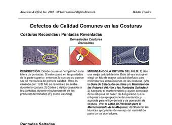 Defectos de calidad de costuras Defectos de calidad de costuras