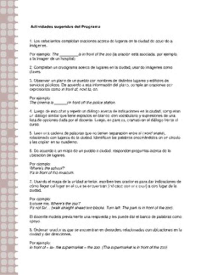 Actividades sugeridas Unidad 2 Actividades sugeridas Unidad 2