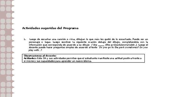 Actividades sugeridas Unidad 1 Actividades sugeridas Unidad 1