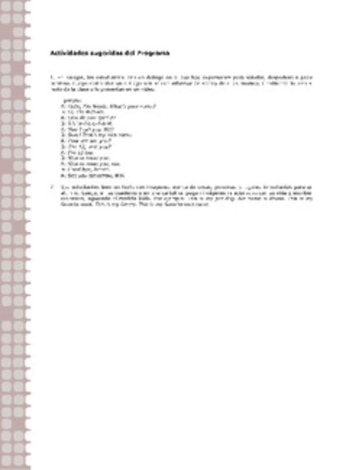 Actividades sugeridas Unidad 1 Actividades sugeridas Unidad 1