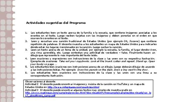 Actividades sugeridas Unidad 1 Actividades sugeridas Unidad 1
