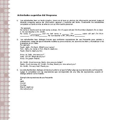 Actividades sugeridas Unidad 1 Actividades sugeridas Unidad 1