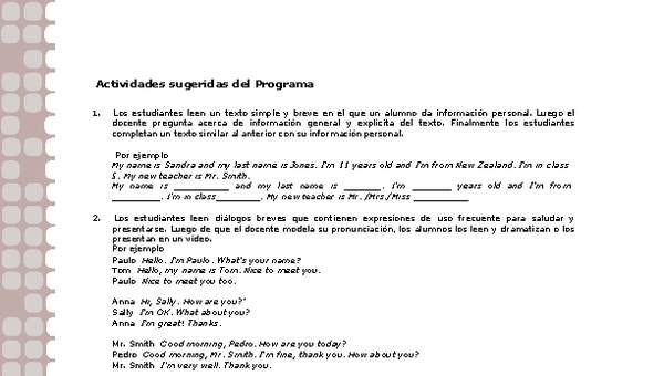 Actividades sugeridas Unidad 1 Actividades sugeridas Unidad 1