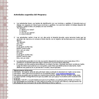 Actividades sugeridas Unidad 1 Actividades sugeridas Unidad 1