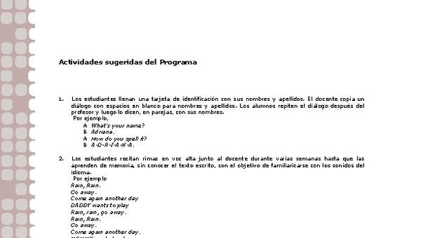 Actividades sugeridas Unidad 1 Actividades sugeridas Unidad 1