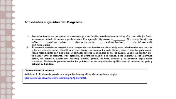 Actividades sugeridas Unidad 1 Actividades sugeridas Unidad 1