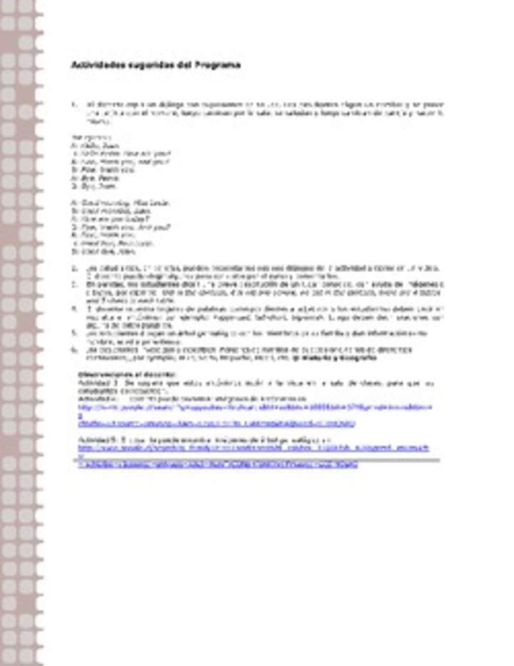 Actividades sugeridas Unidad 1 Actividades sugeridas Unidad 1