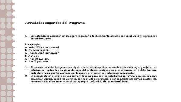 Actividades sugeridas Unidad 1 Actividades sugeridas Unidad 1