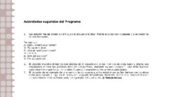 Actividades sugeridas Unidad 1 Actividades sugeridas Unidad 1