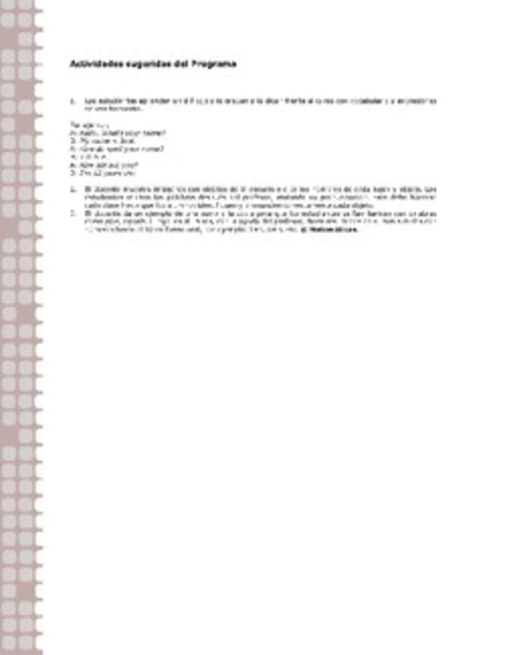 Actividades sugeridas Unidad 1 Actividades sugeridas Unidad 1