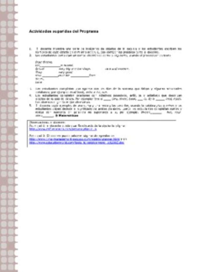 Actividades sugeridas Unidad 1 Actividades sugeridas Unidad 1