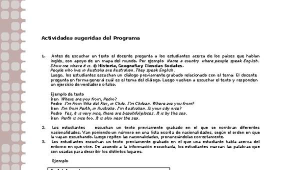 Actividades sugeridas Unidad 2 Actividades sugeridas Unidad 2