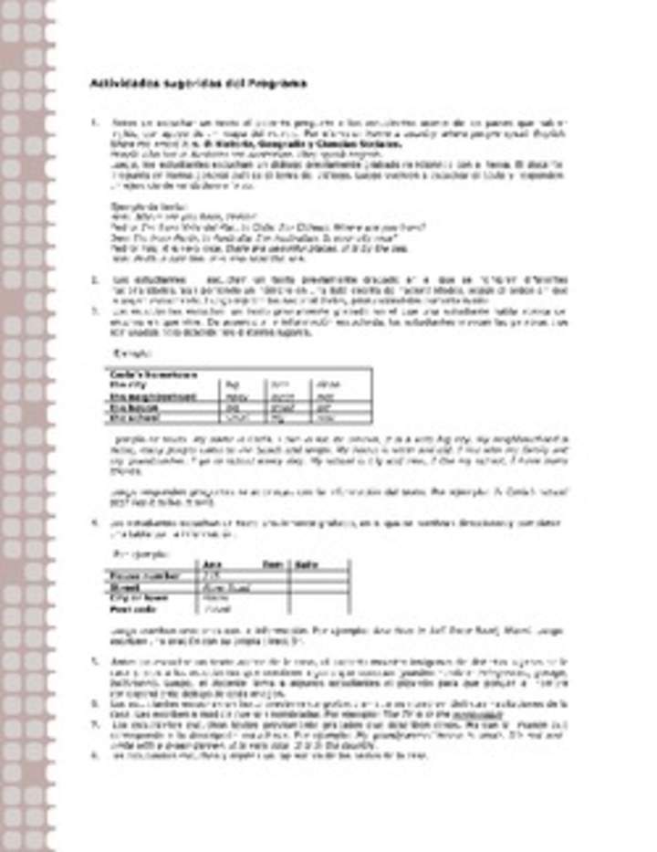 Actividades sugeridas Unidad 2 Actividades sugeridas Unidad 2