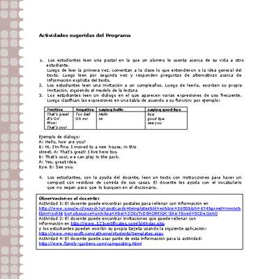 Actividades sugeridas Unidad 2 Actividades sugeridas Unidad 2