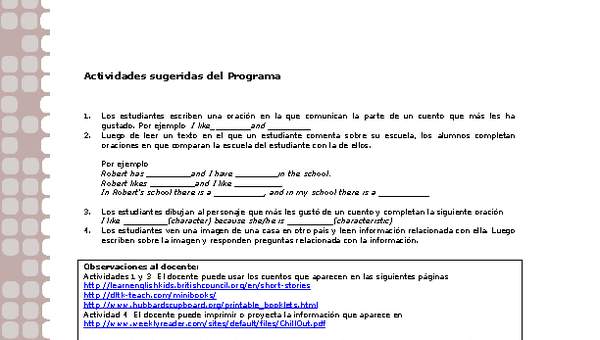 Actividades sugeridas Unidad 2 Actividades sugeridas Unidad 2