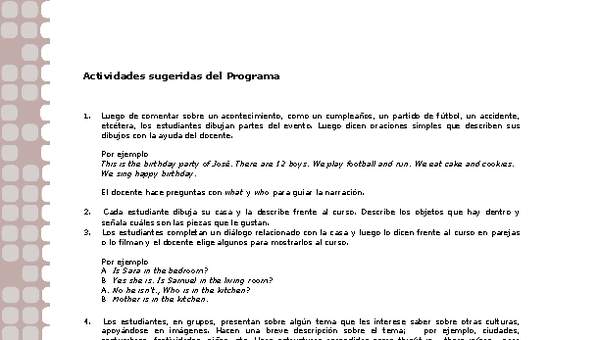 Actividades sugeridas Unidad 2 Actividades sugeridas Unidad 2