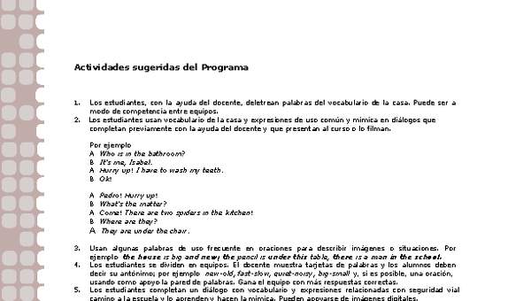 Actividades sugeridas Unidad 2 Actividades sugeridas Unidad 2