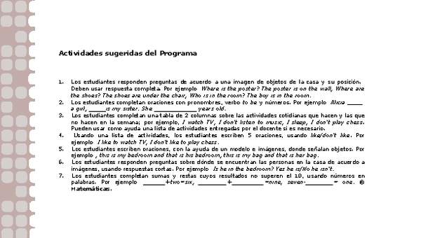 Actividades sugeridas Unidad 2 Actividades sugeridas Unidad 2