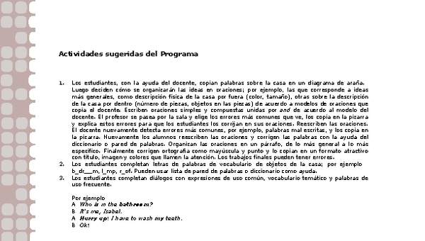 Actividades sugeridas Unidad 2 Actividades sugeridas Unidad 2