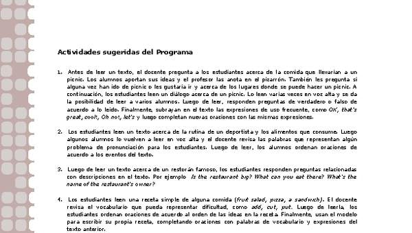 Actividades sugeridas Unidad 1 Actividades sugeridas Unidad 1