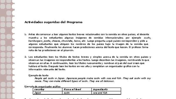 Actividades sugeridas Unidad 1 Actividades sugeridas Unidad 1