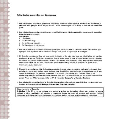 Actividades sugeridas Unidad 1 Actividades sugeridas Unidad 1